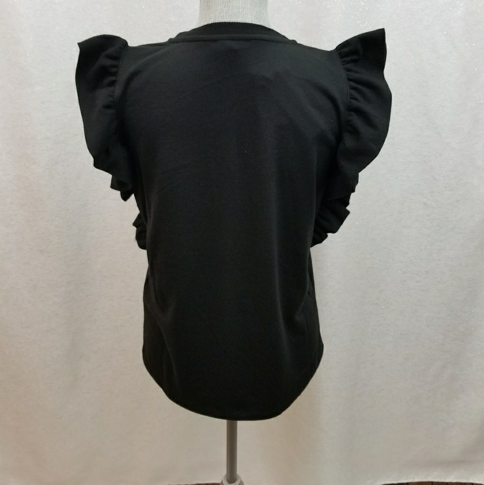 *1 Left* NWT Drew Black Ruffle Top Sz XS - Picture 4 of 6